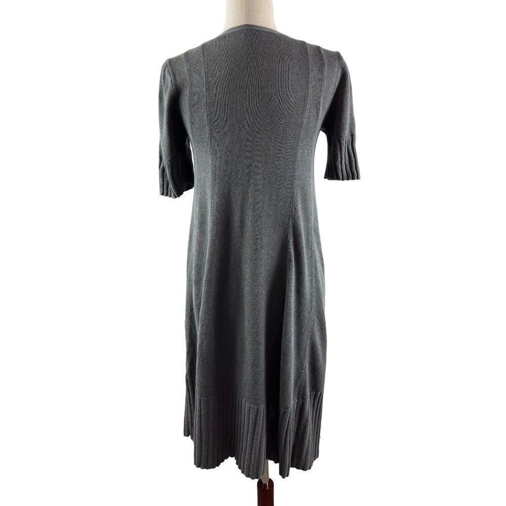 J. Jill Linen Blend Midi Dress Gray XS Petite Lagenlook Oversized Short Sleeve - Picture 5 of 10